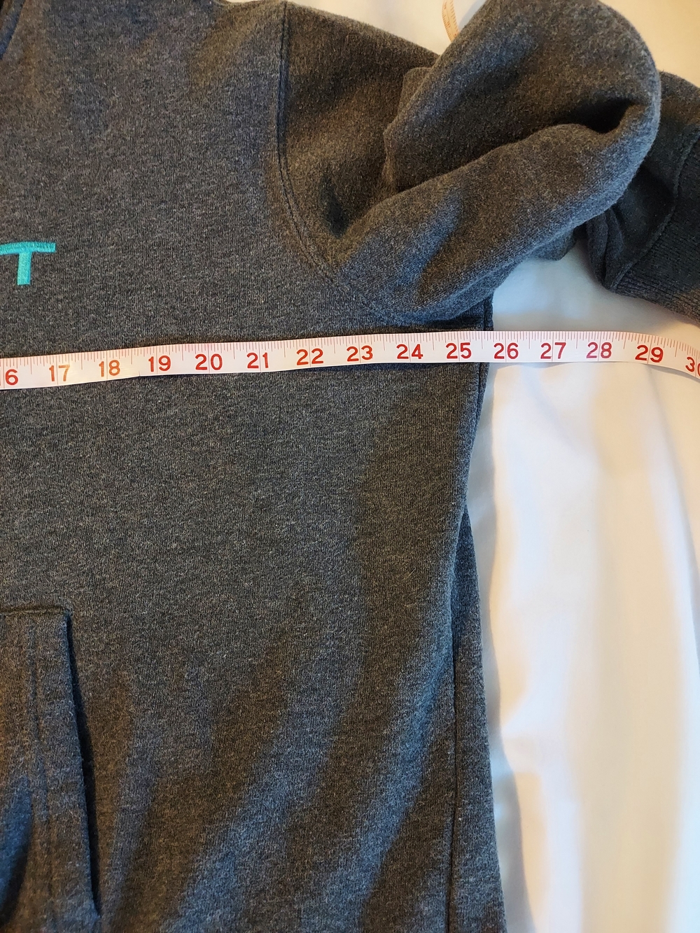 Ariat Women’s Heather Charcoal Grey Logo Hoodie Pullover Teal Accent Size XL - Picture 6 of 8